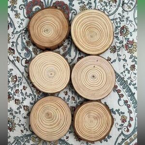 1set/6pcs 10-12cm Round Pine Wood Slices For Diy Crafts